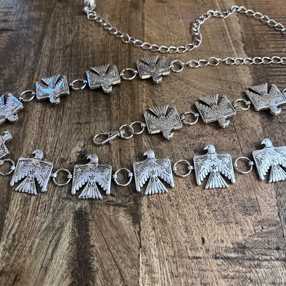 THUNDERBIRD CONCHO WESTERN SILVER BELT ADJUSTABLE BUCKLE MENS WOMENS NWT 49INCH - Picture 5 of 5